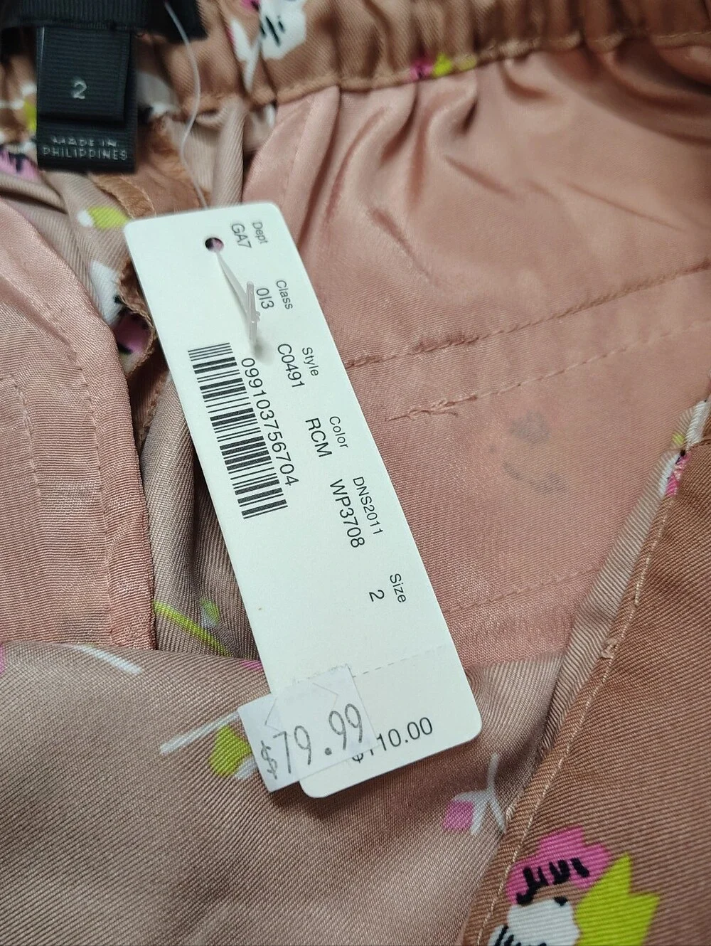 J. Crew Falling Pansies Pink Blush Pull On Trouser Pants Women Size 2 New